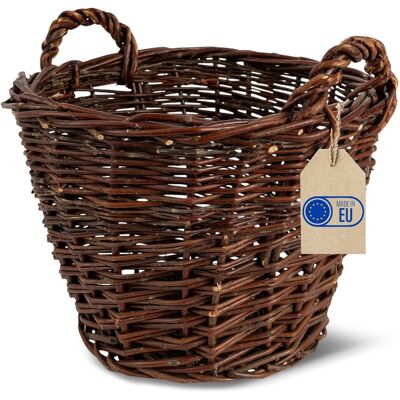 Creative Kosz na pranie wiklinowy okrągły duży uniwersalny ciemny brąz 30 cm na owoce, zabawki, drewno Creative Kosz na pranie wiklinowy okrągły duży uniwersalny ciemny brąz 30 cm na owoce, zabawki, drewno