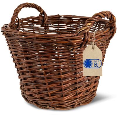 Creative Kosz na pranie wiklinowy okrągły duży uniwersalny ciemny brąz 35 cm na owoce, zabawki, drewno Creative Kosz na pranie wiklinowy okrągły duży uniwersalny ciemny brąz 35 cm na owoce, zabawki, drewno