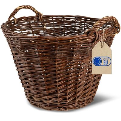 Creative Kosz na pranie wiklinowy okrągły duży uniwersalny ciemny brąz 50 cm na owoce, zabawki, drewno Creative Kosz na pranie wiklinowy okrągły duży uniwersalny ciemny brąz 50 cm na owoce, zabawki, drewno