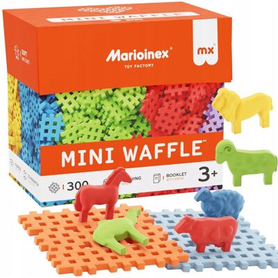 Marioinex Fabryka Zabawek Kreatywne Klocki Marioinex Wafle Mini, 308 el, w tym 2 podstawy, 6 zwierząt Marioinex Fabryka Zabawek Kreatywne Klocki Marioinex Wafle Mini, 308 el, w tym 2 podstawy, 6 zwierząt