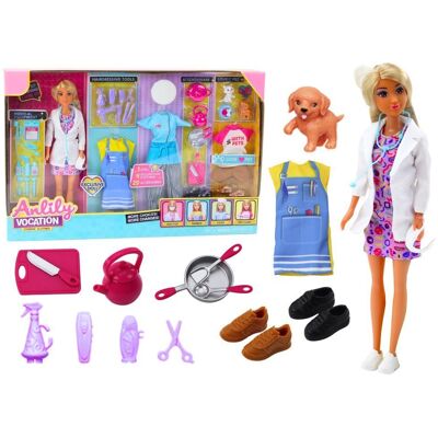 Inny producent Lalka Anlily 4w1 Lekarz Fryzjer Kucharka Zwierzęta Ubrania Akcesoria Inny producent Lalka Anlily 4w1 Lekarz Fryzjer Kucharka Zwierzęta Ubrania Akcesoria
