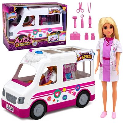 Lean Toys Lalka Anlily Lekarka W Ambulansie Akcesoria Medyczne Światła Dźwięk Zestaw Lean Toys Lalka Anlily Lekarka W Ambulansie Akcesoria Medyczne Światła Dźwięk Zestaw