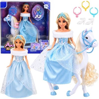 Lean Toys Lalka Anlily Na Białym Koniu Księżniczka W Niebieskiej Sukni Akcesoria Lean Toys Lalka Anlily Na Białym Koniu Księżniczka W Niebieskiej Sukni Akcesoria