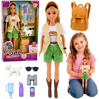Lean Toys Lalka Anlily Podróżniczka Turystka Z Pieskiem Plecak Akcesoria Zestaw Lean Toys Lalka Anlily Podróżniczka Turystka Z Pieskiem Plecak Akcesoria Zestaw
