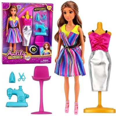 Lean Toys Lalka Anlily Projektantka Ubrań Krawcowa Maszyna Do Szycia Manekin Zestaw Lean Toys Lalka Anlily Projektantka Ubrań Krawcowa Maszyna Do Szycia Manekin Zestaw