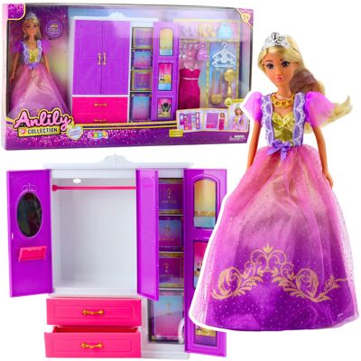 Lean Toys Lalka Anlily Szafa Z Półkami Szufladami Garderoba Akcesoria 24 el. Lean Toys Lalka Anlily Szafa Z Półkami Szufladami Garderoba Akcesoria 24 el.