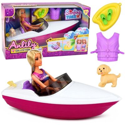 Lean Toys Lalka Anlily W Motorówce Piesek Szczeniak Kamizelka Deska Akcesoria Zestaw Lean Toys Lalka Anlily W Motorówce Piesek Szczeniak Kamizelka Deska Akcesoria Zestaw