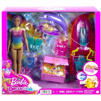 Mattel Lalka Barbie Dreamtopia Zestaw Lalka I Skuter Wodny, Piesek, Delfinki Mattel Lalka Barbie Dreamtopia Zestaw Lalka I Skuter Wodny, Piesek, Delfinki