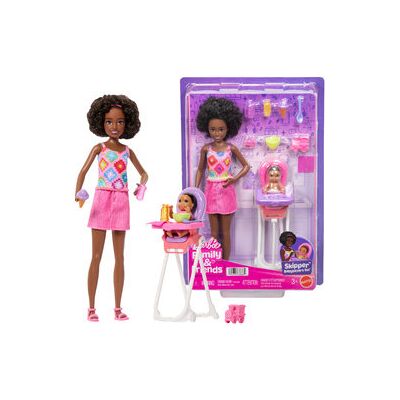 Mattel Lalka Barbie Opiekunka Skipper zestaw z niemowlakiem i krzesełkiem do karmienia Mattel Lalka Barbie Opiekunka Skipper zestaw z niemowlakiem i krzesełkiem do karmienia