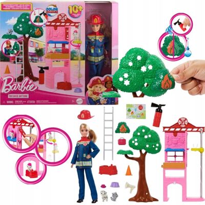 Mattel LALKA BARBIE ZESTAW STRAŻACZKA DO ZABAWY Z REMIZA STRAZACKA I PIESKIEM Mattel LALKA BARBIE ZESTAW STRAŻACZKA DO ZABAWY Z REMIZA STRAZACKA I PIESKIEM
