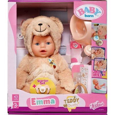 Lalka Bobas 43cm Baby Born Interaktywna Emma W Stroju Misia Niedźwiadka Lalka Bobas 43cm Baby Born Interaktywna Emma W Stroju Misia Niedźwiadka