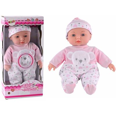Lean Toys Lalka Bobas Różowa Piżamka Z Misiem Czapeczka Dźwięki Lean Toys Lalka Bobas Różowa Piżamka Z Misiem Czapeczka Dźwięki
