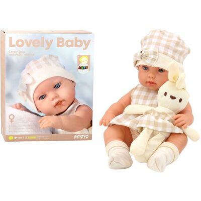 Lean Toys Lalka Bobas W Nosidełku Króliczek Ubranko w Kratę Beżowy Lean Toys Lalka Bobas W Nosidełku Króliczek Ubranko w Kratę Beżowy