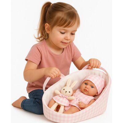 Norimpex Lalka Bobas w Nosidełku z Maskotką Króliczkiem w Twardym Pudełku 30cm Norimpex Lalka Bobas w Nosidełku z Maskotką Króliczkiem w Twardym Pudełku 30cm