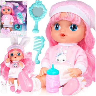 MalPlay Lalka Bobas w Ubranku Pije Mała Opiekunka Zestaw Akcesoria Kotek 30 cm MalPlay Lalka Bobas w Ubranku Pije Mała Opiekunka Zestaw Akcesoria Kotek 30 cm