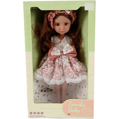 Midex Lalka Brunetka 34Cm Dziewczynka Jak Żywa Realistyczna Twarz Różowa Sukienka Midex Lalka Brunetka 34Cm Dziewczynka Jak Żywa Realistyczna Twarz Różowa Sukienka