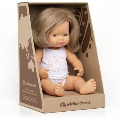 Lalka Dziewczynka Europejka Ciemny Blond 38 Cm Miniland Doll Lalka Dziewczynka Europejka Ciemny Blond 38 Cm Miniland Doll