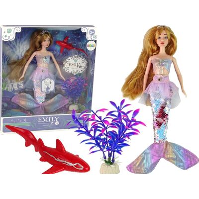 Lean Toys Lalka Emily Syrenka Różowa + Czerwony Rekin i Roślina Lean Toys Lalka Emily Syrenka Różowa + Czerwony Rekin i Roślina
