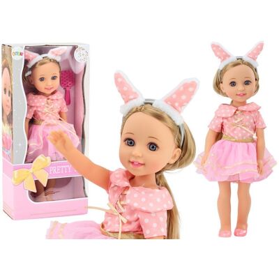 Lean Toys Lalka Różowa Sukienka Długie Włosy Opaska Szczotka 38cm Lean Toys Lalka Różowa Sukienka Długie Włosy Opaska Szczotka 38cm