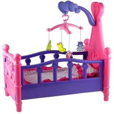 Lean Toys, łóżko dla lalki z karuzelą i pościelą Lean Toys, łóżko dla lalki z karuzelą i pościelą