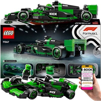 Lego Bolid F1 KICK Sauber (77247) – Auto Wyścigowe F1 Dla Małych i Dużych Fanów Motorsportu Klocki z Minifigurką + EBOOK-3 Lego Bolid F1 KICK Sauber (77247) – Auto Wyścigowe F1 Dla Małych i Dużych Fanów Motorsportu Klocki z Minifigurką + EBOOK-3