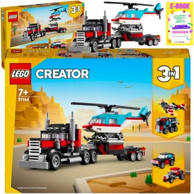 Lego Ciężarówka Z Platformą I Helikopter Creator 3W1 Klocki Prezent + Ebook Lego Ciężarówka Z Platformą I Helikopter Creator 3W1 Klocki Prezent + Ebook