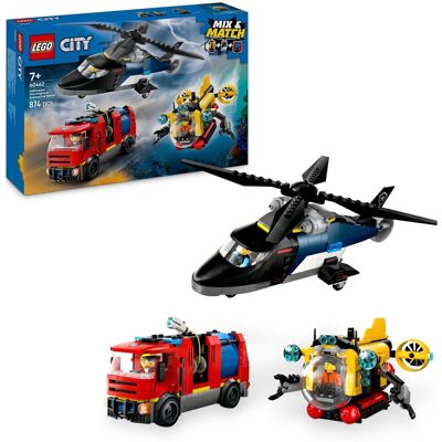 Lego CITY 60462 KLOCKI Helikopter, wóz strażacki łódź podwodna zestaw +eKAT Lego CITY 60462 KLOCKI Helikopter, wóz strażacki łódź podwodna zestaw +eKAT