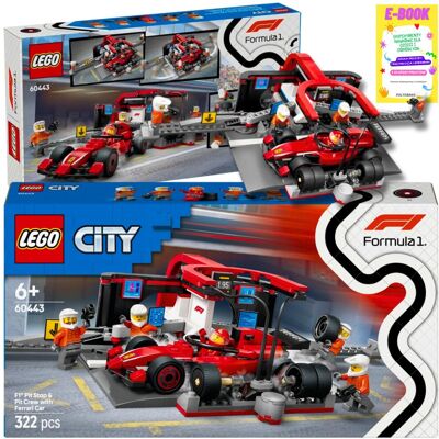 Lego CITY FORMUŁA 1 Pit stop i mechanicy z bolidem Ferrari KLOCKI PREZENT 60443 + EBOOK Lego CITY FORMUŁA 1 Pit stop i mechanicy z bolidem Ferrari KLOCKI PREZENT 60443 + EBOOK