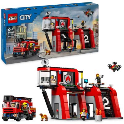 Lego City, klocki, Remiza strażacka z wozem strażackim, 60414 Lego City, klocki, Remiza strażacka z wozem strażackim, 60414