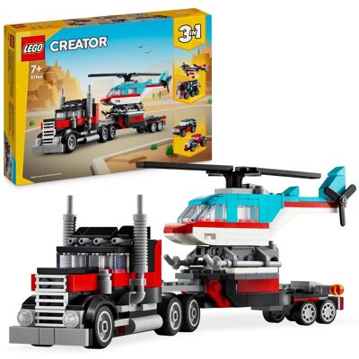 Lego Creator 3 w 1, klocki, Ciężarówka z platformą i helikopterem, 31146 Lego Creator 3 w 1, klocki, Ciężarówka z platformą i helikopterem, 31146