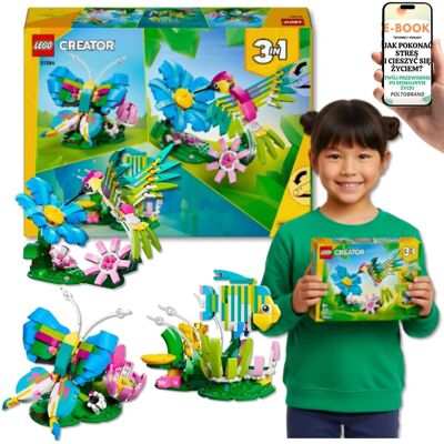 CREATOR 3W1 Dzikie Zwierzęta • Koliber Motyl Ryba (31384) Lego Prezent Dla Dziecka Córki Dziewczynki 9 10 11 12 Latki + EBOOK-1 CREATOR 3W1 Dzikie Zwierzęta • Koliber Motyl Ryba (31384) Lego Prezent Dla Dziecka Córki Dziewczynki 9 10 11 12 Latki + EBOOK-1