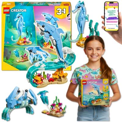 CREATOR DELFIN 3w1 • konik morski • krab • zwierzęta oceanu (31385) Lego Prezent Dla Dziecka + EBOOK CREATOR DELFIN 3w1 • konik morski • krab • zwierzęta oceanu (31385) Lego Prezent Dla Dziecka + EBOOK