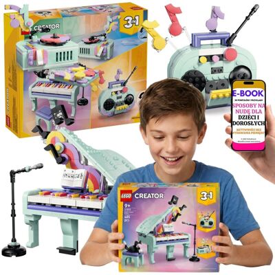Dekoracyjny Fortepian z Kotem 3w1 Gramofon Boombox LEGO (31392) + E-BOOK-3 Dekoracyjny Fortepian z Kotem 3w1 Gramofon Boombox LEGO (31392) + E-BOOK-3