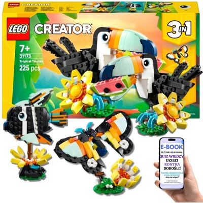 DZIKIE ZWIERZĘTA 3w1 TUKAN MOTYL RYBA Tropikalny świat LEGO® Dla Dzieci (31173) Lego Prezent Dla Dziewczynki Córki Wnuczki + EBOOK-2 DZIKIE ZWIERZĘTA 3w1 TUKAN MOTYL RYBA Tropikalny świat LEGO® Dla Dzieci (31173) Lego Prezent Dla Dziewczynki Córki Wnuczki + EBOOK-2