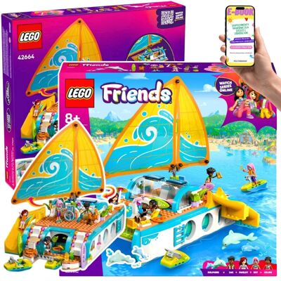 Lego Friends Przygoda na Łodzi Statek z Minilaleczkami, Delfinami i (42664) Zestaw dla Dzieci 8+ do Kreatywnej Zabawy na Wodzie + EBOOK Lego Friends Przygoda na Łodzi Statek z Minilaleczkami, Delfinami i (42664) Zestaw dla Dzieci 8+ do Kreatywnej Zabawy na Wodzie + EBOOK