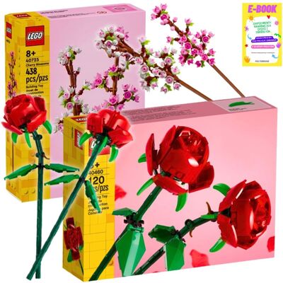 Kwiaty Prezent Zestaw - Lego Kwiaty Wiśni I Róże Klocki + Ebook Kwiaty Prezent Zestaw - Lego Kwiaty Wiśni I Róże Klocki + Ebook