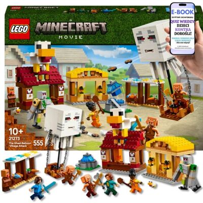 Minecraft (21273) Atak balonowego Ghasta, zestaw z figurkami z filmu, 555 elementów, LEGO PREZENT DLA DZIECI CHŁOPCA SYNA + EBOOK-2 Minecraft (21273) Atak balonowego Ghasta, zestaw z figurkami z filmu, 555 elementów, LEGO PREZENT DLA DZIECI CHŁOPCA SYNA + EBOOK-2