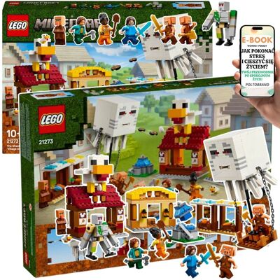 Lego Minecraft 21273– Prezent dla Dziecka 10+ – WIELKA BITWA: balonowy ghast, Steve, fontanna i kurczak na dachu + EBOOK-1 Lego Minecraft 21273– Prezent dla Dziecka 10+ – WIELKA BITWA: balonowy ghast, Steve, fontanna i kurczak na dachu + EBOOK-1