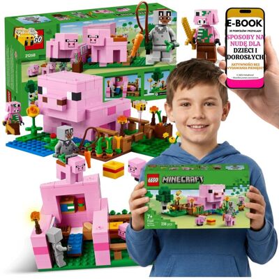MINECRAFT DOMEK ŚWINKI Dom Prosiaczka 21268 Farma LEGO + E-BOOK-3 MINECRAFT DOMEK ŚWINKI Dom Prosiaczka 21268 Farma LEGO + E-BOOK-3