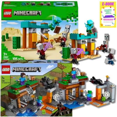 Lego MINECRAFT ZESTAW - OPUSZCZONA KOPALNIA (21166) + PUSTYNNY PATROL ZŁOSADNIKÓW (21267) + EBOOK Lego MINECRAFT ZESTAW - OPUSZCZONA KOPALNIA (21166) + PUSTYNNY PATROL ZŁOSADNIKÓW (21267) + EBOOK