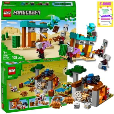 Lego MINECRAFT ZESTAW - PUSTYNNY PATROL ZŁOSADNIKÓW (21267) + WYPRAWA DO PANCERNIKOWEJ KOPALNI (21269) + EBOOK Lego MINECRAFT ZESTAW - PUSTYNNY PATROL ZŁOSADNIKÓW (21267) + WYPRAWA DO PANCERNIKOWEJ KOPALNI (21269) + EBOOK