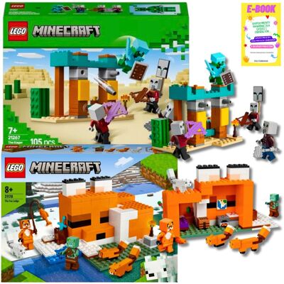 Lego MINECRAFT ZESTAW - SIEDLISKO LISÓW (21178) + PUSTYNNY PATROL ZŁOSADNIKÓW (21267) + EBOOK Lego MINECRAFT ZESTAW - SIEDLISKO LISÓW (21178) + PUSTYNNY PATROL ZŁOSADNIKÓW (21267) + EBOOK