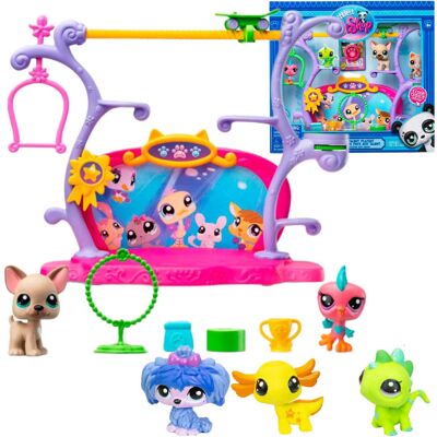 Bandai Littlest Pet Shop Zwierzaki Mają Talent Zestaw do zabawy 00558 + 3 Figurki Piesek Dinozour Aksolotl 1087310 Bandai Littlest Pet Shop Zwierzaki Mają Talent Zestaw do zabawy 00558 + 3 Figurki Piesek Dinozour Aksolotl 1087310