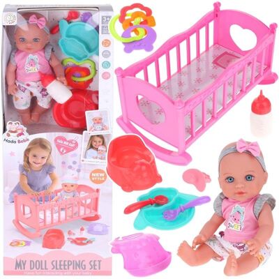 Nobo Kids Łóżeczko Kołyska dla Lalek + Interaktywna Lalka Bobas Mówi Mama Tata Nobo Kids Łóżeczko Kołyska dla Lalek + Interaktywna Lalka Bobas Mówi Mama Tata