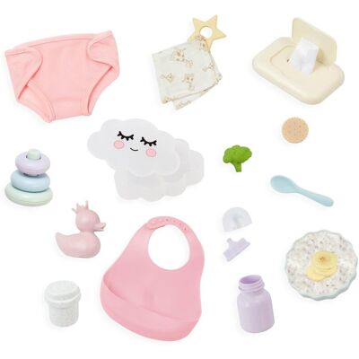 LullaBaby LBY7635Z zestaw do karmienia i przewijania – na pieluchy o długości 36 cm, śliniaczki – akcesoria dla lalek – zabawka dla dzieci od 2 lat .. LullaBaby LBY7635Z zestaw do karmienia i przewijania – na pieluchy o długości 36 cm, śliniaczki – akcesoria dla lalek – zabawka dla dzieci od 2 lat ..