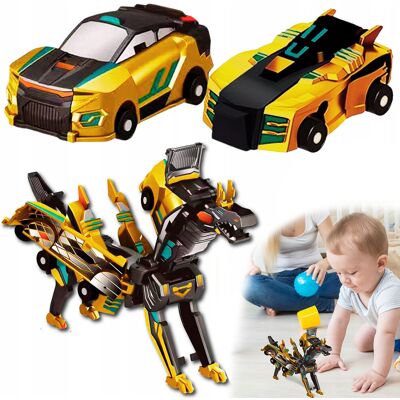 HS Magnetyczna zabawka auto dinozaur złoty 2 w 1 transformacja kreatywna zabawa HS Magnetyczna zabawka auto dinozaur złoty 2 w 1 transformacja kreatywna zabawa