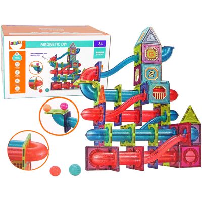 Lean Toys Magnetyczne Klocki Bloczki 145 Elementów 3D Zjeżdżalnia Dla Piłek Lean Toys Magnetyczne Klocki Bloczki 145 Elementów 3D Zjeżdżalnia Dla Piłek
