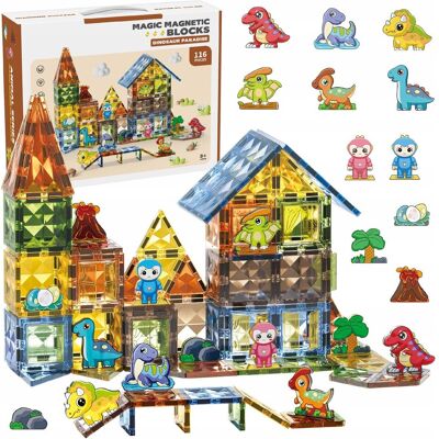 click4toys Magnetyczne Klocki Konstrykcyjne Dinozaury Zestaw Dolina Dinozaurów 116 El click4toys Magnetyczne Klocki Konstrykcyjne Dinozaury Zestaw Dolina Dinozaurów 116 El