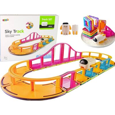 Lean Toys Magnetyczne Klocki Podniebny Tor + 29 Elementów i Samolot Lean Toys Magnetyczne Klocki Podniebny Tor + 29 Elementów i Samolot