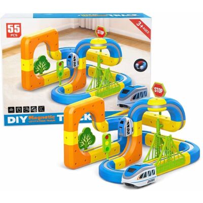 Bezmarkowe Magnetyczny Tor Kolejowy DIY 55 elementów Bezmarkowe Magnetyczny Tor Kolejowy DIY 55 elementów